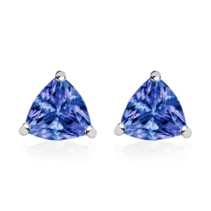 Luxoro Premium Tanzanite 1.60 ctw Solitaire Stud Earrings in 14K White Gold
