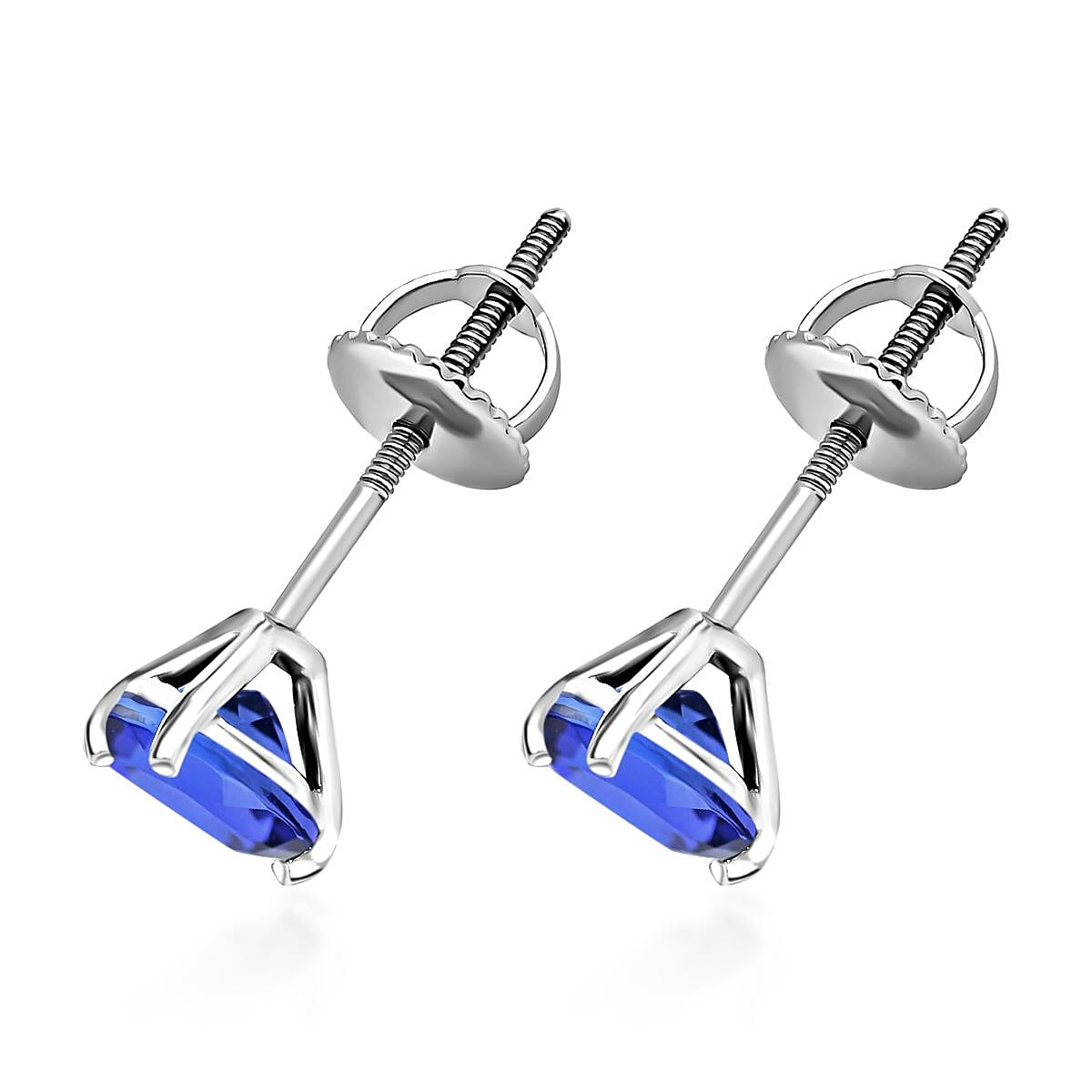 Luxoro Premium Tanzanite 1.60 ctw Solitaire Stud Earrings in 14K White Gold image number 2