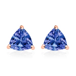 Luxoro 14K Rose Gold Premium Tanzanite  Solitaire Stud Earrings 1.60 ctw