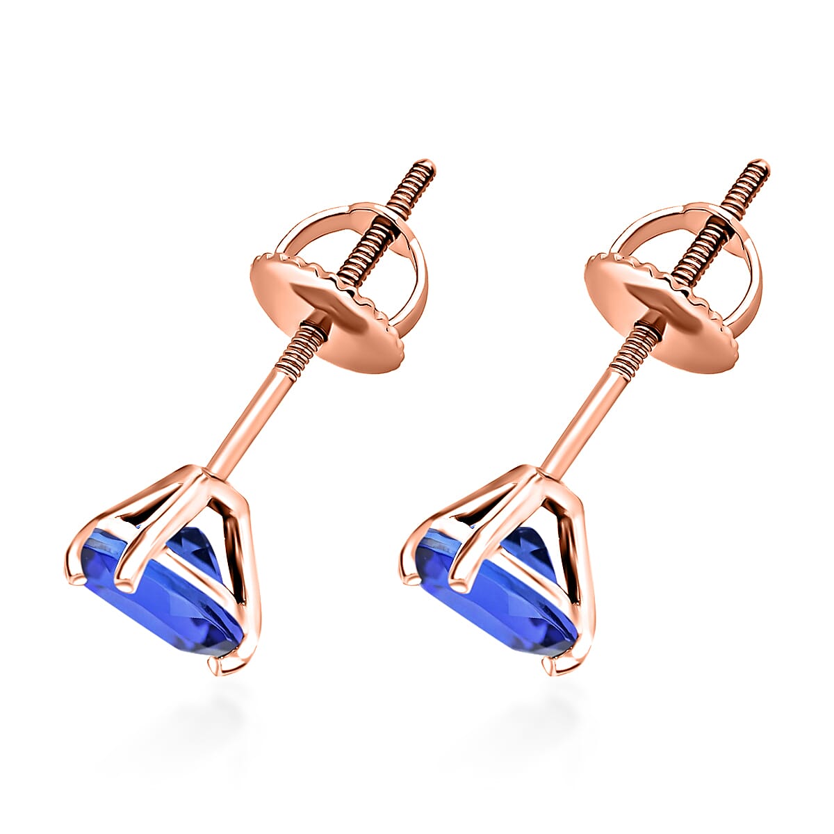 Luxoro 14K Rose Gold Premium Tanzanite  Solitaire Stud Earrings 1.60 ctw (Del. in 10-12 Days) image number 2