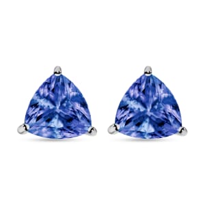 Luxoro 14K White Gold Premium Tanzanite Solitaire Stud Earrings 2.90 ctw
