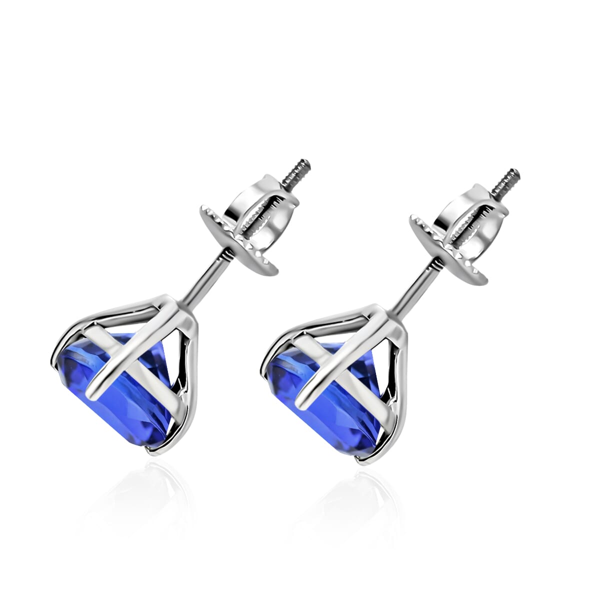 Luxoro 14K White Gold Premium Tanzanite Solitaire Stud Earrings 2.90 ctw image number 2