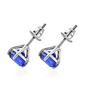 Luxoro 14K White Gold Premium Tanzanite Solitaire Stud Earrings 2.90 ctw