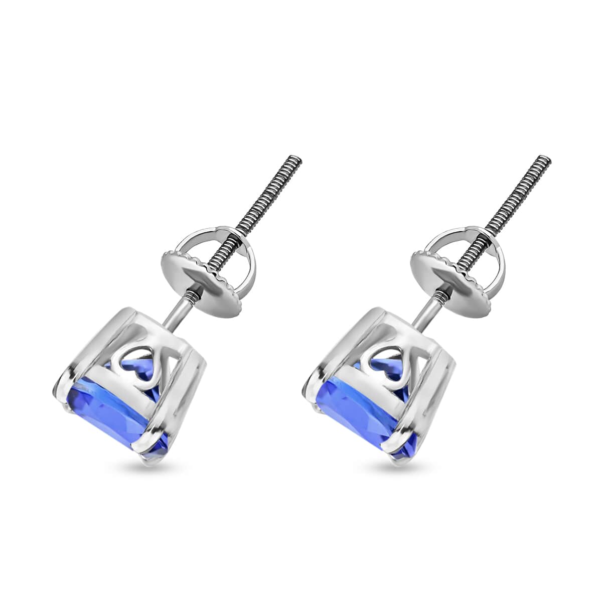 Tanzanite Solitaire Stud Earrings in Platinum Over Sterling Silver 1.50 ctw image number 2