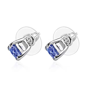 D'Joy Tanzanite 1.80 ctw Solitaire Stud Earrings in Platinum Over Sterling Silver