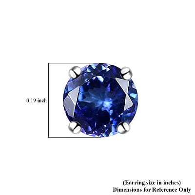 D'Joy Tanzanite 1.80 ctw Solitaire Stud Earrings in Platinum Over Sterling Silver
