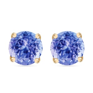 Tanzanite Solitaire Stud Earrings in Vermeil Yellow Gold Over Sterling Silver 1.50 ctw