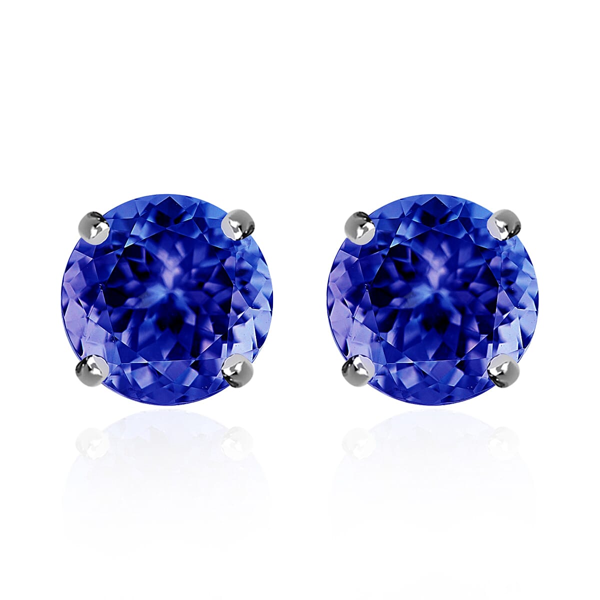 AAAA Tanzanite 2.90 ctw Solitaire Stud Earrings in 950 Platinum image number 0