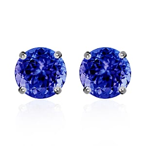 AAAA Tanzanite 2.90 ctw Solitaire Stud Earrings in 950 Platinum