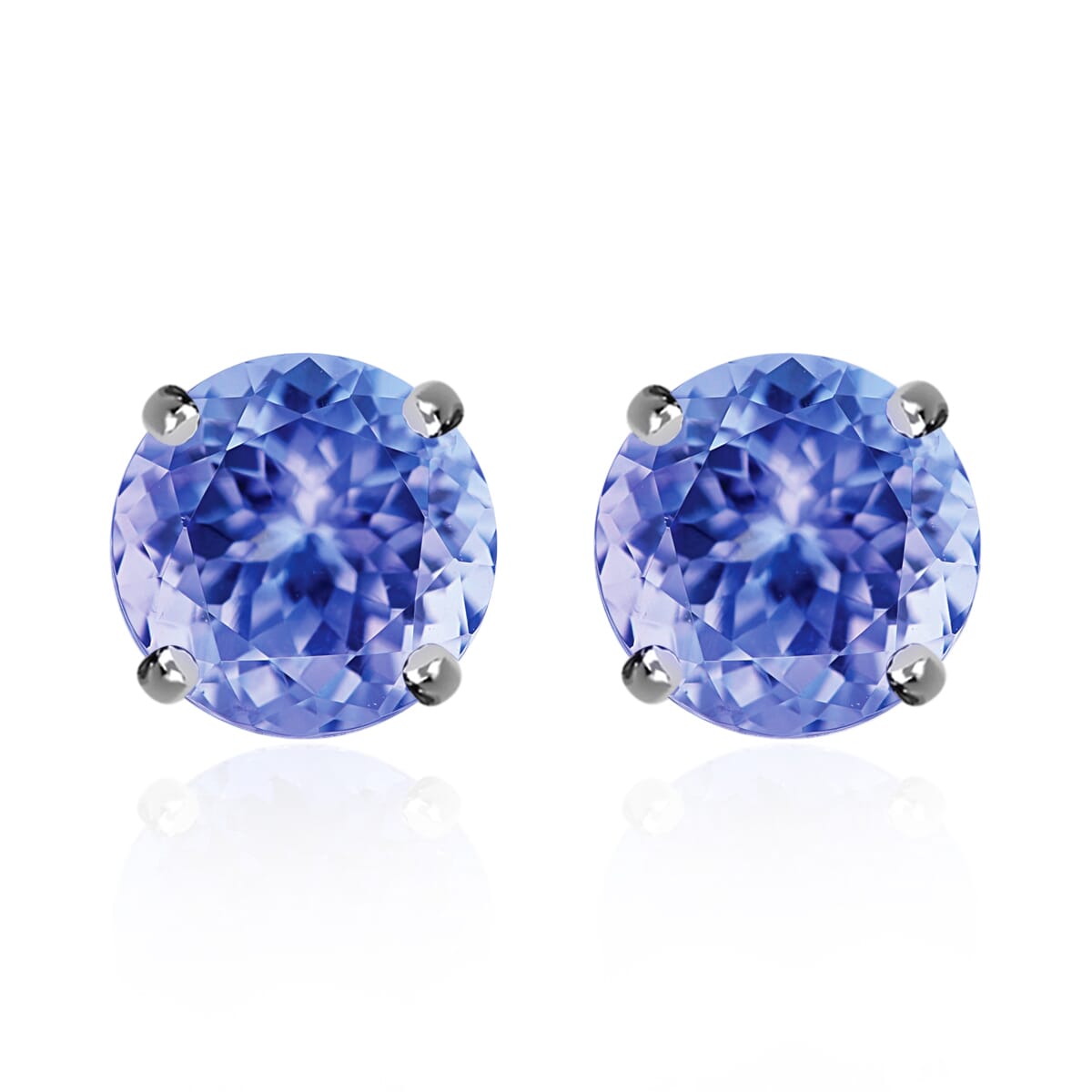 Tanzanite Solitaire Stud Earrings in Platinum Over Sterling Silver 2.90 ctw image number 0