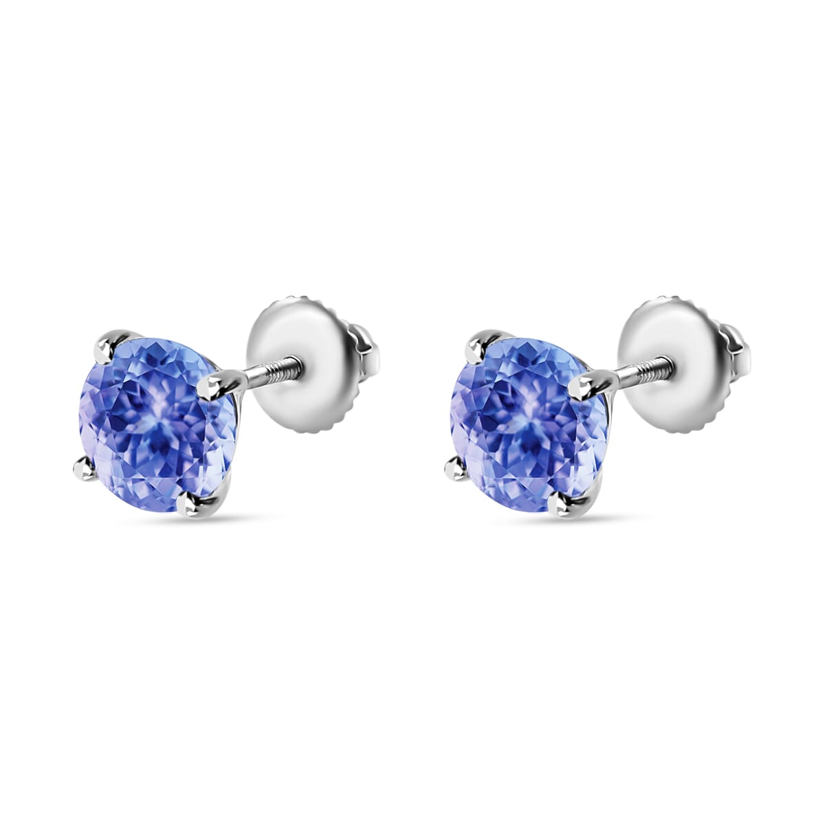 Tanzanite Solitaire Stud Earrings in Platinum Over Sterling Silver 2.90 ctw image number 2