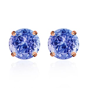 Tanzanite 2.90 ctw Solitaire Stud Earrings in Vermeil Rose Gold Over Sterling Silver (Del. in 10-12 Days)