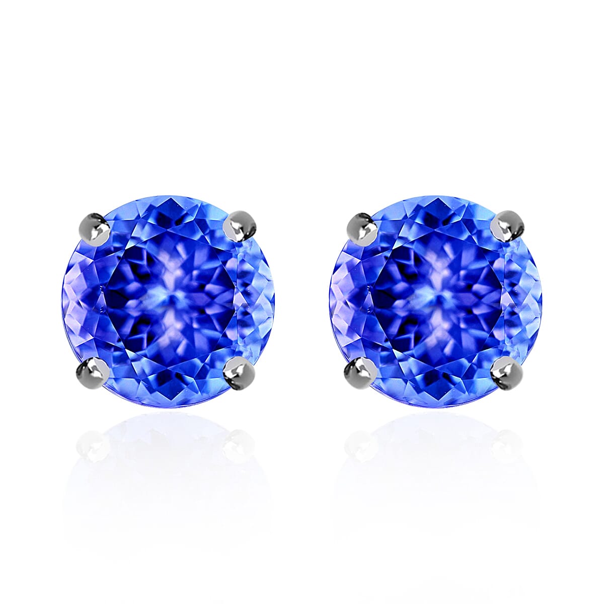 Luxoro 14K White Gold Premium Tanzanite Solitaire Stud Earrings 2.90 ctw (Del. in 10-12 Days) image number 0