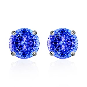 Luxoro 14K White Gold Premium Tanzanite Solitaire Stud Earrings 2.90 ctw (Del. in 10-12 Days)
