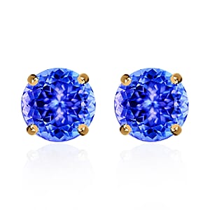 Luxoro Premium Tanzanite 2.90 ctw Solitaire Stud Earrings in 14K Yellow Gold (Del. in 10-12 Days)