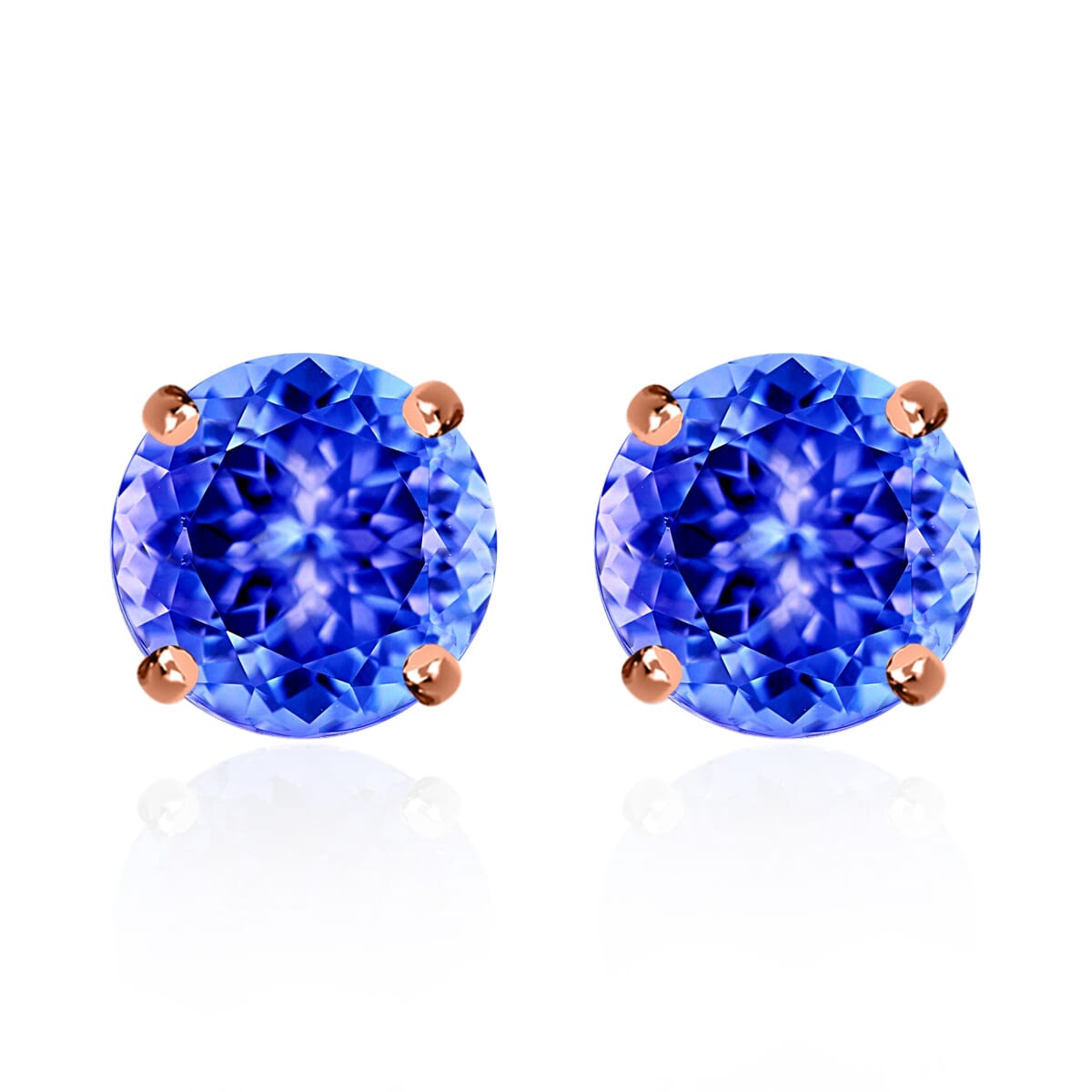 Luxoro 14K Rose Gold Premium Tanzanite Solitaire Stud Earrings 2.90 ctw image number 0