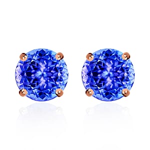 Luxoro 14K Rose Gold Premium Tanzanite Solitaire Stud Earrings 2.90 ctw (Del. in 10-12 Days)