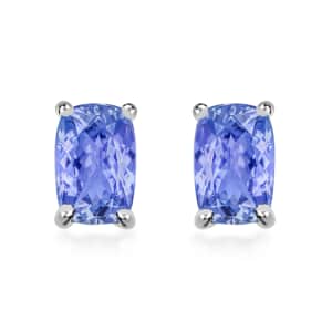 Tanzanite Solitaire Stud Earrings in Platinum Over Sterling Silver 1.10 ctw