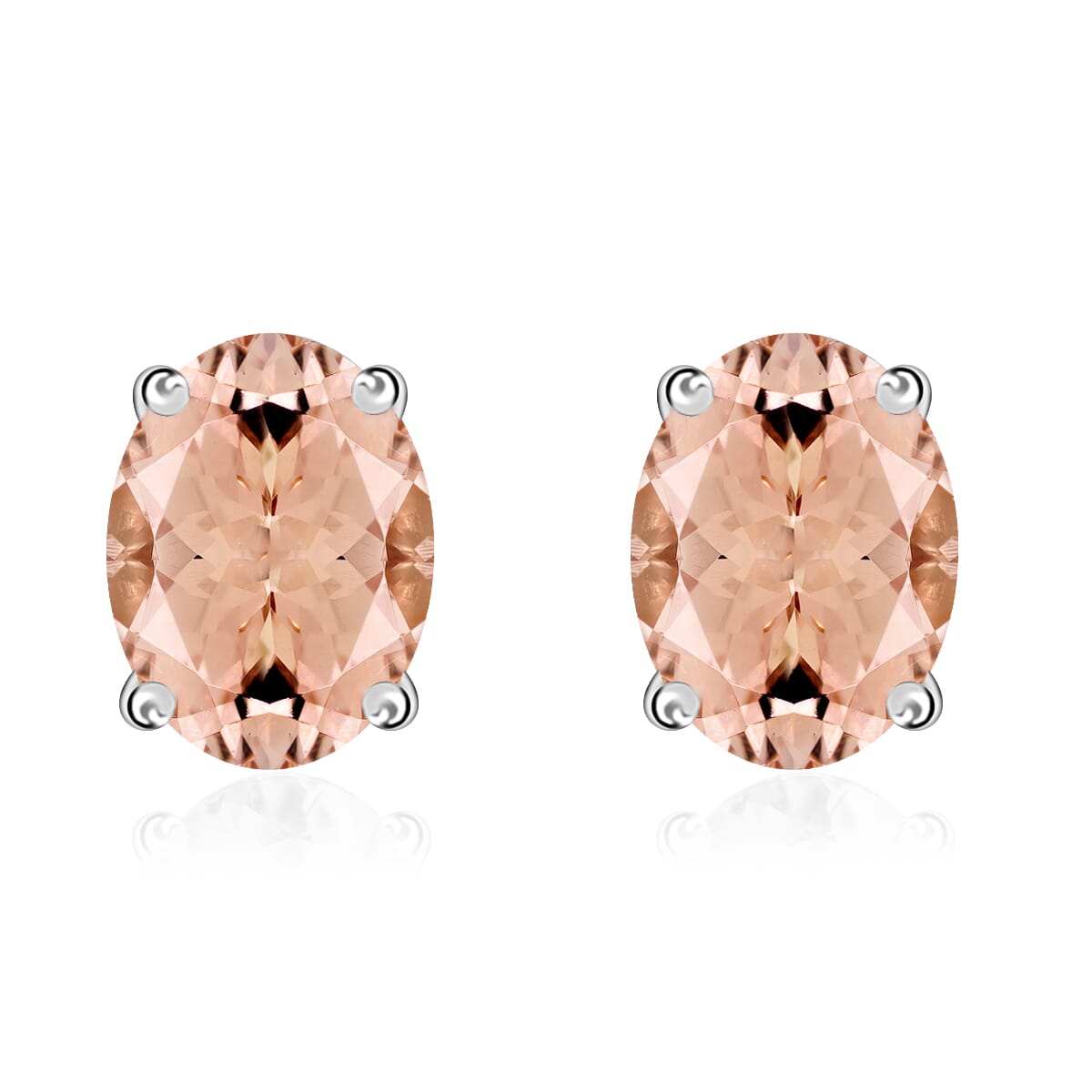 D'Joy Marropino Morganite 1.68 ctw Solitaire Stud Earrings in Platinum Over Sterling Silver image number 0