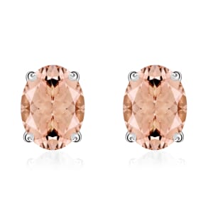 D'Joy Marropino Morganite 1.68 ctw Solitaire Stud Earrings in Platinum Over Sterling Silver