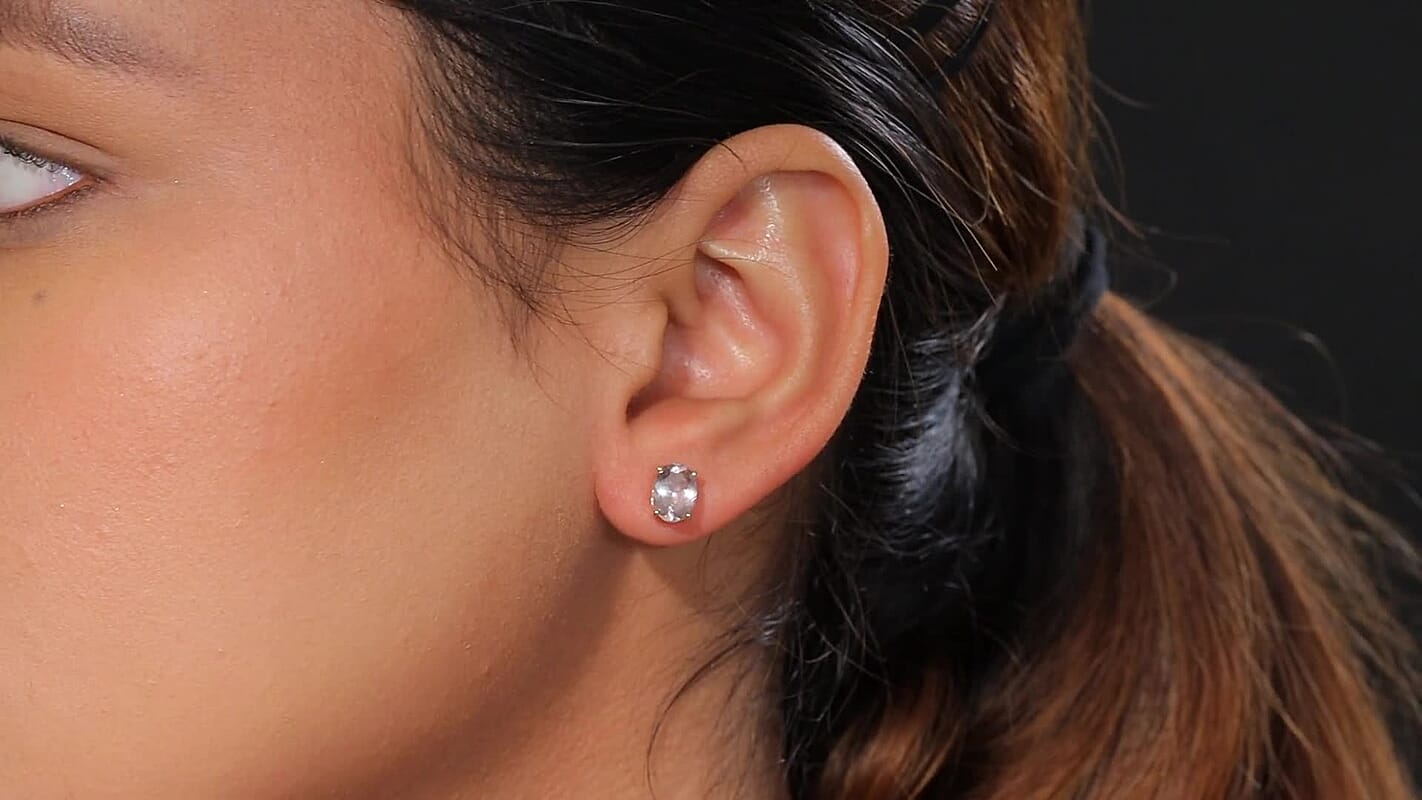 Tanzanite Solitaire Stud Earrings in Platinum Over Sterling Silver 1.65 ctw