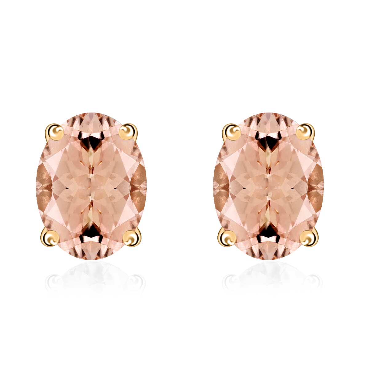 D'Joy Marropino Morganite 1.68 ctw Solitaire Stud Earrings in Vermeil Yellow Gold Over Sterling Silver image number 0