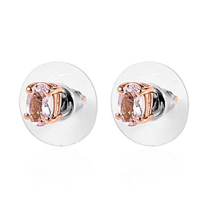 D'Joy Marropino Morganite 1.68 ctw Solitaire Stud Earrings in Vermeil Rose Gold Over Sterling Silver (Del. in 10-12 Days)