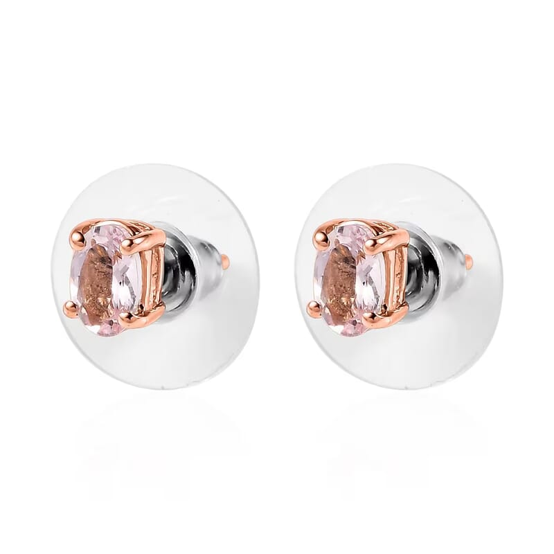 D'Joy Marropino Morganite 1.68 ctw Solitaire Stud Earrings in Vermeil Rose Gold Over Sterling Silver