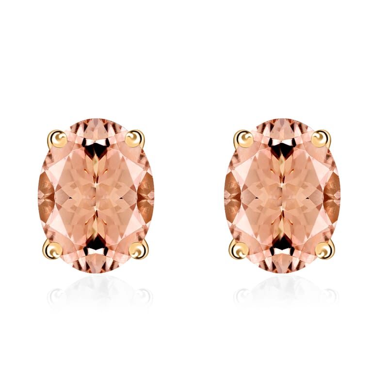 Luxoro AAA Marropino Morganite 1.68 ctw Solitaire Stud Earrings in 14K Yellow Gold