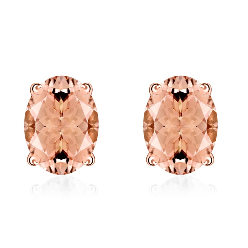 Luxoro AAA Marropino Morganite 1.68 ctw Solitaire Stud Earrings in 14K Rose Gold