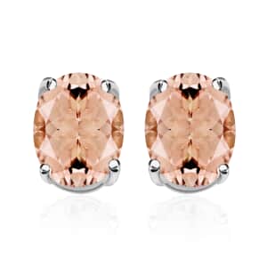 Premium Marropino Morganite Solitaire Stud Earrings in Platinum Over Sterling Silver 2.60 ctw