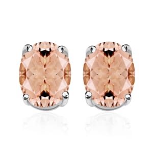 Premium Marropino Morganite 2.60 ctw Solitaire Stud Earrings in Vermeil Yellow Gold Over Sterling Silver