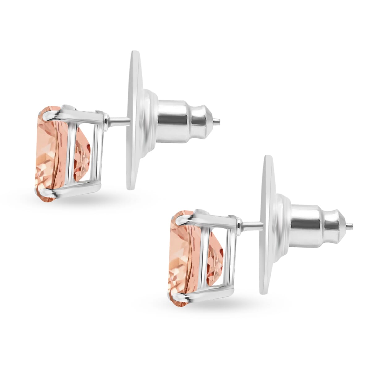 Premium Marropino Morganite 2.60 ctw Solitaire Stud Earrings in Vermeil Yellow Gold Over Sterling Silver image number 2