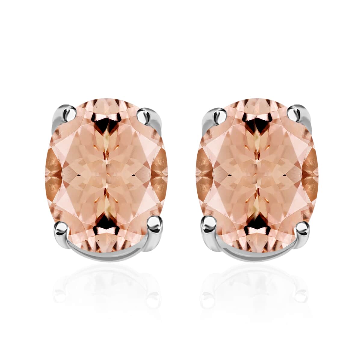 Premium Marropino Morganite 2.60 ctw Solitaire Stud Earrings in Vermeil Rose Gold Over Sterling Silver image number 0