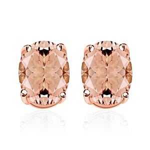 D'Joy Premium Marropino Morganite 2.60 ctw Solitaire Stud Earrings in Vermeil Rose Gold Over Sterling Silver (Del. in 10-12 Days)
