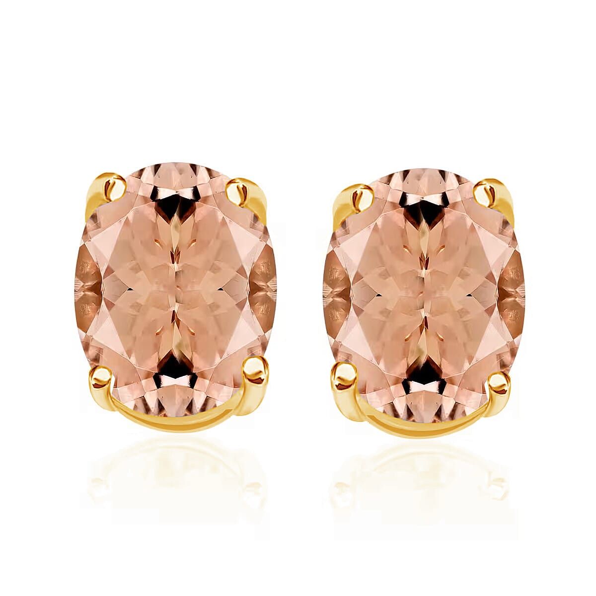 Premium Marropino Morganite Solitaire Stud Earrings in Platinum Over Sterling Silver 2.60 ctw