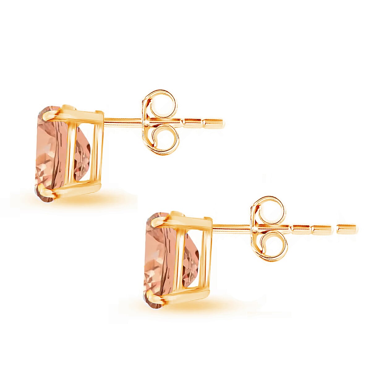 Luxoro AAA Marropino Morganite 2.60 ctw Solitaire Stud Earrings in 14K Yellow Gold image number 2