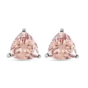 D'Joy Marropino Morganite 2.30 ctw Solitaire Stud Earrings in Platinum Over Sterling Silver