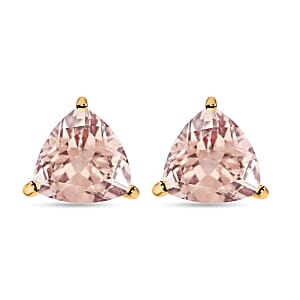 D'Joy Marropino Morganite 2.30 ctw Solitaire Stud Earrings in Vermeil Yellow Gold Over Over Sterling Silver