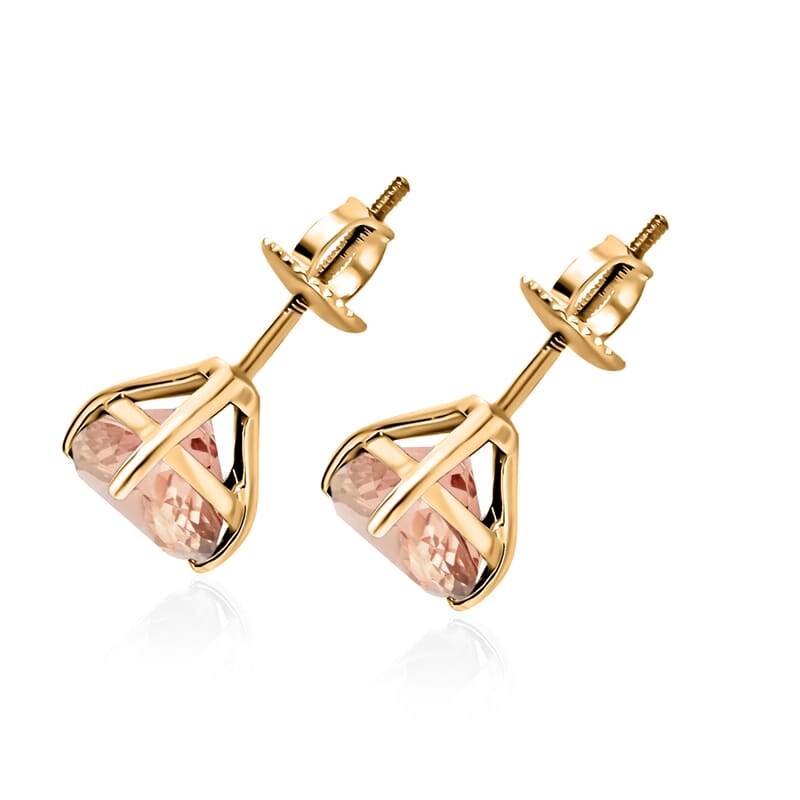 D'Joy Marropino Morganite Solitaire Stud Earrings in Vermeil YG Over Sterling Silver 2.30 ctw