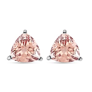 Luxoro AAA Marropino Morganite 2.30 ctw Solitaire Stud Earrings in 14K White Gold