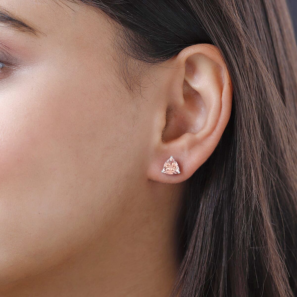 Luxoro AAA Marropino Morganite 2.30 ctw Solitaire Stud Earrings in 14K White Gold (Del. in 10-12 Days) image number 1