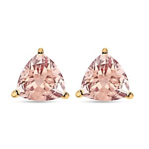Luxoro AAA Marropino Morganite 2.30 ctw Solitaire Stud Earrings in 14K Yellow Gold