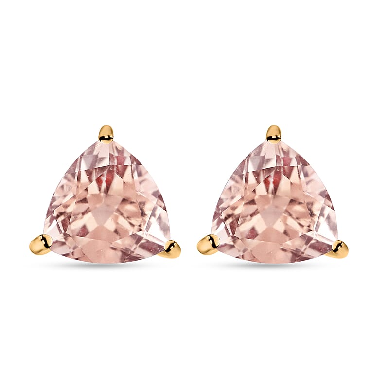 AAA Marropino Morganite Solitaire Stud Earrings in 14K Yellow Gold 2.30 ctw