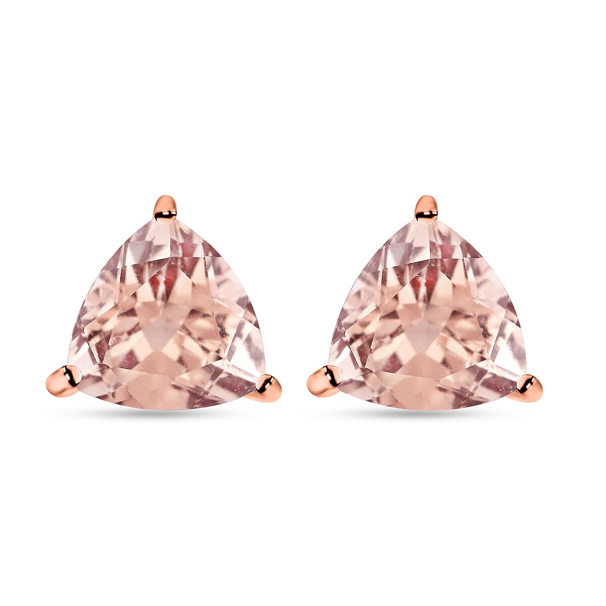 Luxoro AAA Marropino Morganite 2.30 ctw Solitaire Stud Earrings in 14K Rose Gold image number 0