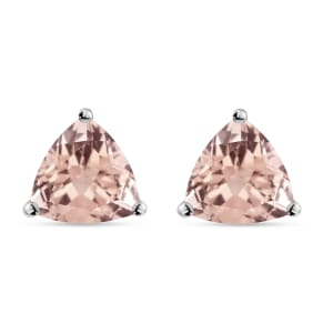 D'Joy Marropino Morganite 3.20 ctw Solitaire Stud Earrings in Platinum Over Sterling Silver