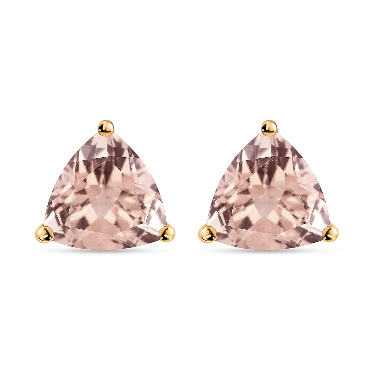 D'Joy Marropino Morganite 3.20 ctw Solitaire Stud Earrings in Vermeil Yellow Gold Over Over Sterling Silver image number 0
