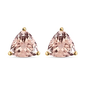 D'Joy Marropino Morganite 3.20 ctw Solitaire Stud Earrings in Vermeil Yellow Gold Over Over Sterling Silver