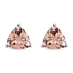 Luxoro AAA Marropino Morganite 3.20 ctw Solitaire Stud Earrings in 14K White Gold (Del. in 10-12 Days)