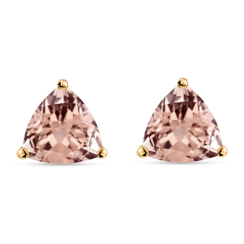 Luxoro AAA Marropino Morganite 3.20 ctw Solitaire Stud Earrings in 14K Yellow Gold